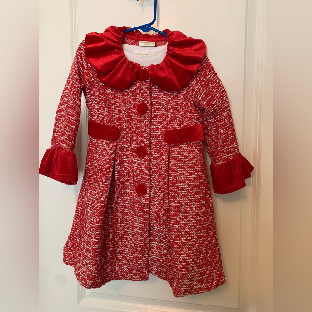 Beautiful Red/White Dress and Coat Duo.  Perfect Condition!